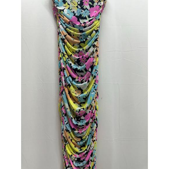 AFRM multi colored floral ruched fitted dress S NWTS - Picture 5 of 5